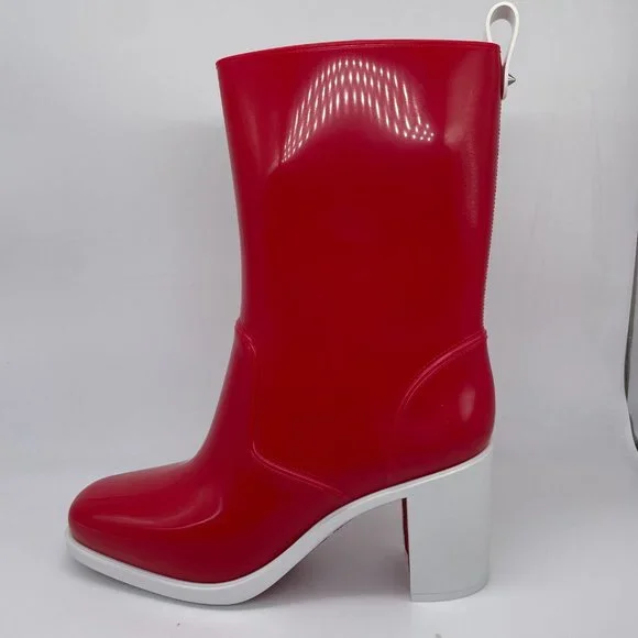 Christian Louboutin LOUBIRAIN 70 PVC Rubber Rain Rainboots Block Heel Boots - Picture 4 of 11